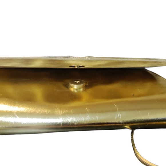 Vintage gold leather hand back with long strap - Picture 4 of 6